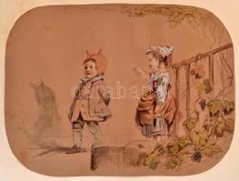 Sophine Berchtold jelzéssel, 2 db mű, feltehetően a XIX sz. második feléből: Szerelmesek és Incselke...