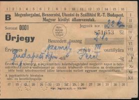 Magyar Királyi Államvasutak hivatalos menetjegyirodája által kiállított űrjegy Budapest-Pécel vonalo...