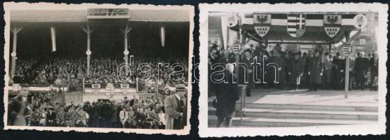 cca 1941 Kolozsvár, sportesemény 4 db fotója, közte 1 db fotólappal, 6x8 cm és 8x13 cm közötti méretben / Cca 1941 Cluj, 4 photos of a sports event, sizes between 6x8 cm és 8x13 cm.