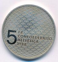 Svájc 1988B 5Fr Cu-Ni "Olimpia - Galamb és gyűrűk" T:PP patina Switzerland 1988B 5 Francs ...