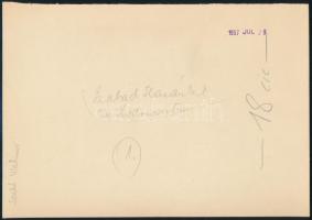 Szabó Vladimír (1905-1991): Katonavírtus. Tus, papír, hátoldalán jelzett, Szabad Hazánkért és 1. fel...