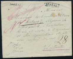 ca. 1830 Portós levél / Unpaid cover SZAKÁL - Ofen - Wien - Brübb - Lietovit