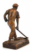 Jelzés nélkül: Kaszáló. Bronz szobor. 16 cm