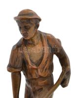 Jelzés nélkül: Kaszáló. Bronz szobor. 16 cm