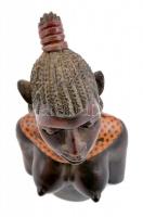 Afrikai akt faragott, festett fa szobor 20 cm