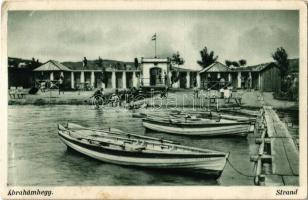 1938 Ábrahámhegy, Balatoni strand, csónakok (EK)