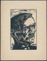 Varga Nándor Lajos (1895-1978): Portré (Önarckép?). Fametszet, papír, jelzett a dúcon, 18×11 cm