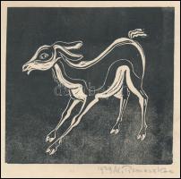 Romaszkan Alice bárónő (?-?): Kecske. Linómetszet, papír, jelzett, a lap tetején szakadással 11×12 c...