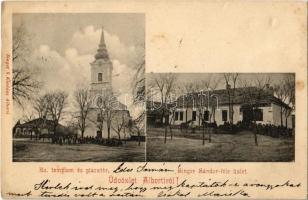 1901 Alberti (Albertirsa), Evangélikus templom, Piac tér, Singer Sándor féle üzlet és saját kiadása (fl)