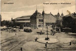 1908 Budapest VI. Nyugati pályaudvar, villamos. Schwarcz L. kiadása  (EK)