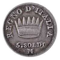 Olasz Államok / Napóleoni Királyság 1814M 5S Ag "Napóleon" T:2-,3 ph.
Italian States / Ki...