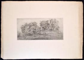 Boldizsár István (1897-1984): Faluvége. Rézkarc, papír, jelzett a dúcon (Boldizsár 930), hátoldalán ...