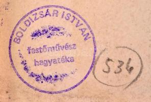 Boldizsár István (1897-1984): Faluvége. Rézkarc, papír, jelzett a dúcon (Boldizsár 930), hátoldalán ...