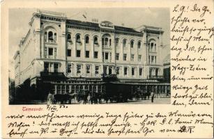1903 Temesvár, Timisoara; Első Takarékpénztár, Schenk F. kávéháza, Wolf József étterme és sörháza / savings bank, shops, cafe, restaurant and beer hall