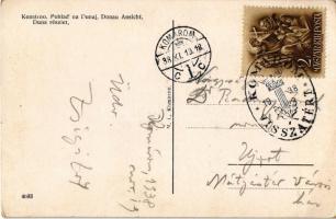 1938 Komárom, Komárnó; Duna, rakpart, kikötő / Danube, quay, port + "1938 Komárom visszatért&qu...