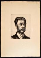 Boldizsár István (1897-1984): Arckép. Rézkarc, papír,  hátoldalán hagyatéki pecséttel. Lap teteje en...