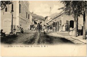 1906 Saint Thomas, Sankt Thomas (Danish West Indies); a bit of the main street