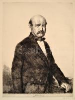 Boldizsár István (1897-1984): Semmelweis. Rézkarc, papír, jelzett.Lap alja és teteje kisebb szakadásokkal. 45x34 cm