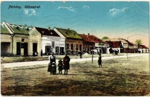 1915 Párkány, Stúrovo; Rákóczi út, Húscsarnok, Ifj. Schiller Lipót üzlete / street, shops, meat hall (butcher) (EK)
