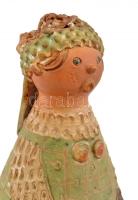 Kiss Roóz Ilona (1920-2010): Leány. Mázas kerámia szobor, jelzett, hibátlan, m: 34 cm