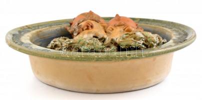 Kiss Roóz Ilona (1920-2010): Pár. Mázas kerámia tál, alján lyukas, jelzett, hibátlan, m: 7 cm, d: 28...