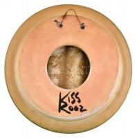 Kiss Roóz Ilona (1920-2010): Pár. Mázas kerámia tál, alján lyukas, jelzett, hibátlan, m: 7 cm, d: 28...