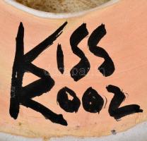 Kiss Roóz Ilona (1920-2010): Pár. Mázas kerámia tál, alján lyukas, jelzett, hibátlan, m: 7 cm, d: 28...