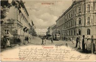 1900 Temesvár, Timisoara; Andrássy út, villamos / street, tram (EK)