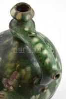 XIX. sz. vége: Korsó. Mázas cserép, fajansz. Kézzel festett, sérült. 28 cm