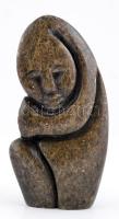 Kő figurális szobrocska, jelzés nélkül, kopásokkal, m: 16 cm