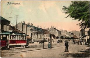 Schwechat, Strasse mit Strassenbahn / street, tram (EB)