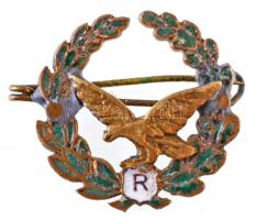 ~1930. R zománcozott Br koszorús, sasos pilóta jelvény (19,5x20mm) T:2- forrasztásnyom / Hungary ~1930. R enamelled Br pilot badge with wreath and eagle (19,5x20mm) C:VF soldering mark