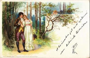1900 Romantic couple. Verlag Rafael Neuber Serie V. Aus dem Leben litho s: E. Döcker jun. (EK)