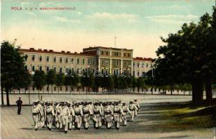 Pola, Pula; K.u.K. Kriegsmarine Maschinenschule / Austro-Hungarian Navy machinery school with mariners. G. Fano 1908/9. No. 9.