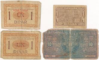 Szerb-Horvát-Szlovén Királyság 1919. 1D (2x)+ 10D "40K" felülbélyegzéssel+ 1921. 1/4D T:II...