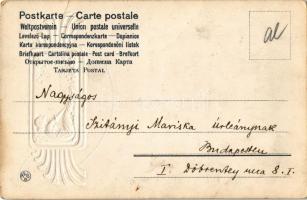 1904 Golden frame Art Nouveau lady. Embossed Raphael Kirchner style art postcard