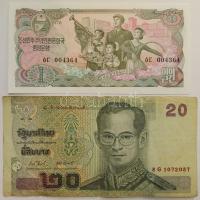 Vegyes 4db-os külföldi bankjegy tétel, benne Észak-Korea 1978. 1W, Thaiföld 2003. 20B emlékkiadás, Kuba 2010. 1P, Belgium 1938. 100Fr T:I-III-  Mixed 4pcs of foregin banknote lot, with North Korea 1978. 1 Won, Thailand 2003. 20 Baht commemorative issue, Cuba 2010. 1 Peso, Belgium 1938. 100 Francs C:Unc-VG