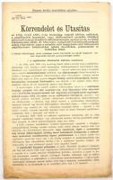 1916 Magyar kir. honvédelmi miniszter által kiadott körrendelet és utasítás az 1892-1898 között született, de alkalmatlannak minősített népfölkelők összeírására