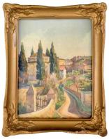 J. Bogányi jelzéssel. Ajaccio. Akvarell, papír, datált (III. 927). Sérült, üvegezett blondel keretbe...