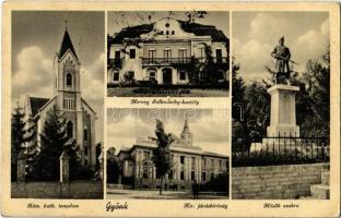 1941 Gyönk, Római katolikus templom, Hősök szobra, Kir. Járásbíróság, Herceg Sulkovszky kastély