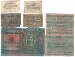 Ausztria 1919. 10h + 20h + 50h + 1920. 50h szükségpénz + 1922. 100K (2x) + 1912. 100K "Deutschö...