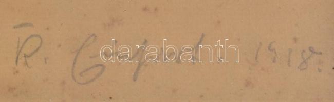 Einfrost, R. jelzéssel (?): Álló akt, 1918. Ceruza, papír, foltos. Üvegezett fa keretben, 47,5*30,5 ...