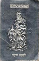 Statua di Mosé / Michelangelos Moses sculpture in Rome (Roma), Emb. Judaica silver decorated (EB)