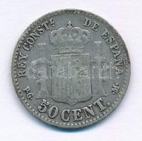 Spanyolország 1892. 50c Ag T:3 patina Spain 1892. 50 Centimos Ag C:F patina Krause KM#690