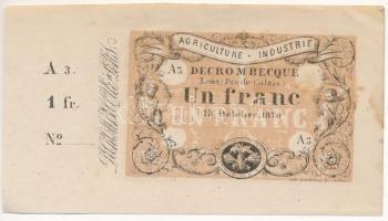 Franciaország 1870. 1F szükségpénz T:II foltos  France 1870. 1 Franc necessity note C:XF spotted