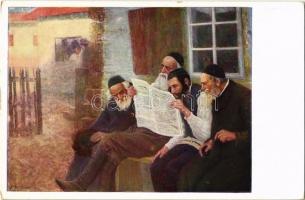 Jewish men. B.K.W.I. 624-1. Judaica art postcard s: Lazar Krestin