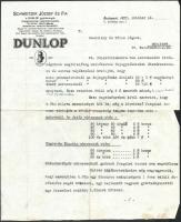 1927 Bp. V., Schweitzer József és Fia a Dunlop Gyártmányok magyarországi képviseletének fejléces levele