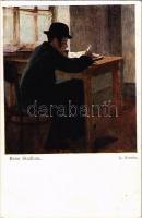 Beim Studium / Jewish man studying. B.K.W.I. 776-5. Judaica art postcard s: Lazar Krestin