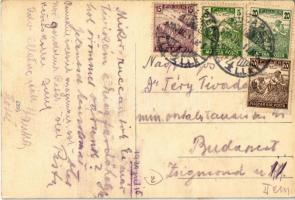 1920 Nyergesújfalu, utca, községháza. TCV card + hatszínű bélyeg