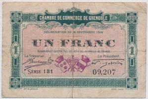 Franciaország / Grenoble Kereskedelmi Kamara 1921. 1Fr szükségpénz T:III-  France / Chambre de Commerce de Grenoble 1921. 1 Franc necessity note C:VG